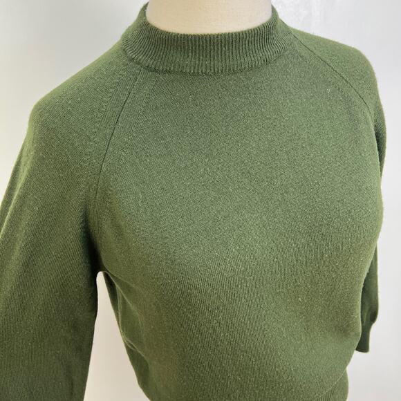 Vintage Pendleton Wool Mock Neck Sweater Olive Green - Picture 2 of 8